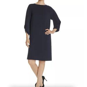 Lafayette 148 New York | Wynona Finesse Crepe Navy Blue Sheath Dress